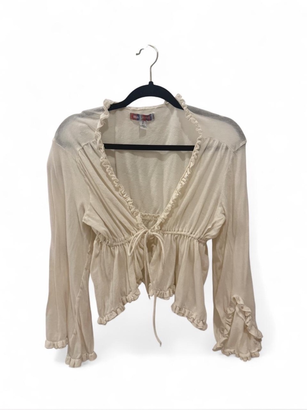 Urban Outfitters, boho, indie, Cream Ruffle Tie-Front Tunic